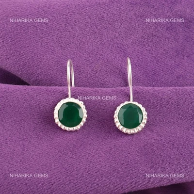 Verde Naturale Onice Fidanzamento Pendente Natale Nuovo Orecchini Gioielli 925 - Immagine 1 di 4