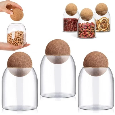 3 Pack Glass Storage Containers with Cork, 17 Oz/500ML Glass Jar with Cork Li... - Image 1 of 4