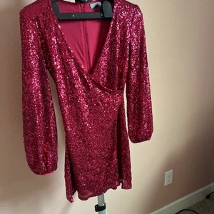 Teen Girls Party Dress Cocktail Dress Dark Pink Sparkling - Picture 1 of 8
