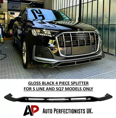 Kit de carrocería alerón divisor delantero negro brillante Aero 2020+ Audi Q7 S Line SQ7 - Imagen 1 de 4