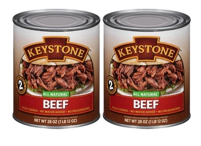 Paquete de 2 Keystone All Natural Beef - Latas de 28 oz - Totalmente cocidas - Envío gratuito Foto 1 de 4