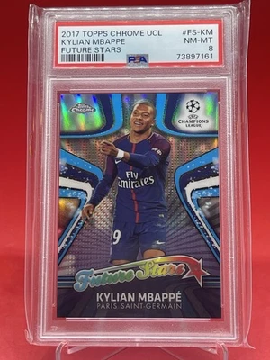 2017 Topps Chrome UCL Soccer Kylian Mbappe Future Stars Insert PSA 8 - Image 1 of 2