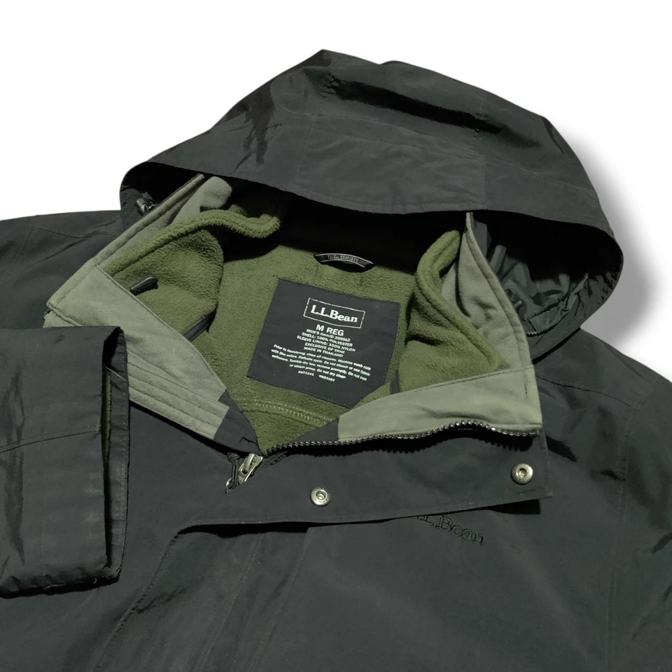 LL Bean Chaqueta 3 en 1 Para Hombre Talla Mediana Regular Negro Verde Cremallera Abrigo de Senderismo Foto 1 de 4