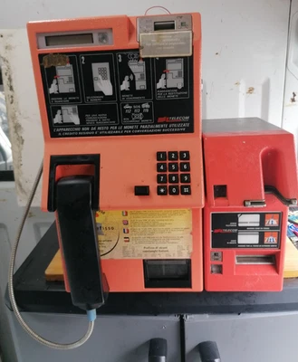 Telefono  Pubblico  Sip Rotor  a Monete e Schede   Anni 80  + Supporto - Immagine 1 di 4