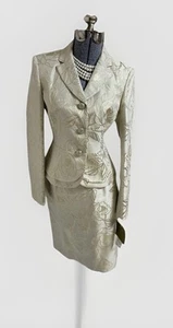 NEW Kasper Skirt Suit Size 4 Two Piece Set Gold Label Shine 28” Waist $280 - Picture 1 of 24