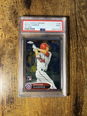 2012 Topps Chrome Bryce Harper Hitting RC Rookie #196 PSA 9 - Image 1 of 2