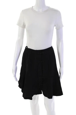 Linda Allard Ellen Tracy Mujer Botón Delantero Hasta la Rodilla Falda Negra Lana Talla 6 Foto 1 de 4