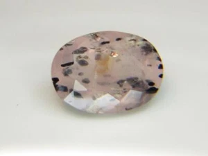 3.93CT RARE COLLECTORS GEM FACETED MADAGASCAR BISMUTHINITE IN ROSE QUARTZ - Picture 1 of 5