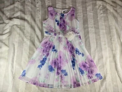 Janie & Jack Spring Gazebo Lavender Floral Chiffon Dress Sleeveless Lined Size 6 - Image 1 of 4