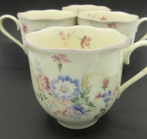 Mikasa Rondo Stephanie Flat Cups Set of 4 EJ 952 Cream Colored with Wildflowers  - Picture 1 of 8