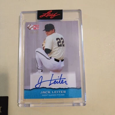 2022 Leaf Pro Set Sports Jack Leiter Auto Card Blue 38/45 Texas Rangers  - Image 1 of 2