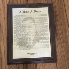 Vintage Martin Luther King Jr “I Have A Dream” Speech Wooden Metal Plaque