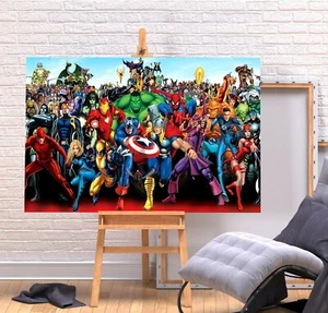MARVEL SUPERHEROES- WALL ART PICTURE PRINT DEEP FRAMED CANVAS SUPERHERO COMIC - Picture 1 of 2