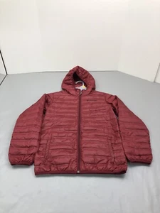 Columbia Hooded Puffer Jacket Youth Large Boys Red Full Zip Pockets Lightweight - Picture 1 of 11