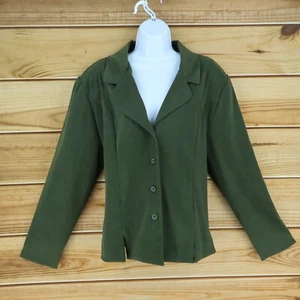 Courtenay Blazer Jacket Womens Sz 14 Green Stretch Shoulder Pads Business Career - Picture 1 of 7