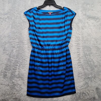 Vince Camuto Dress Womens 0 Blue Striped Cap Sleeve Lined Sheath - Image 1 of 4