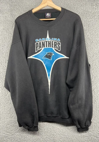 Vintage Starter Carolina Panthers Black NFL Football Sweatshirt Size XL Cover