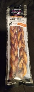 New Dentley's Nature's Chews Bully Braids for dogs moderate 2 count LOT OF 2 - Picture 1 of 1