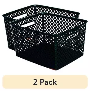 (2 pack) Mainstays Large Black Decorative Storage Basket - Picture 1 of 6
