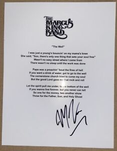 Marcus King signed “The Well” Lyric Sheet