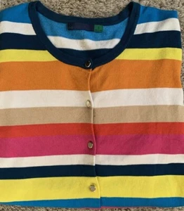 Ava & Viv Woman’s Size Small Colorful Stripped Button Down Sweater Long Sleeved - Picture 1 of 7