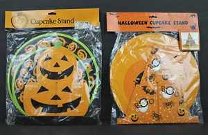2 HALLOWEEN Party Cardboard Cupcake Treat Stands  Jack-o-Lantern Witch Hat NEW - Picture 1 of 7