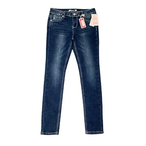 Seven7 Skinny Jeans Girls 14 Blue Denim Stretch Cotton Blend Sequin Waistband - Picture 1 of 12