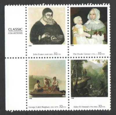 UnUsed Block OF 4 US Postage 32 Cent Stamps 4 Centuries of Art FOSTER Durand LIM - Image 1 of 2