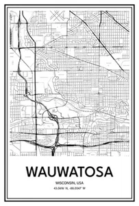 Wauwatosa, WI, USA - Modern Minimalist Street Map Poster - Picture 1 of 8
