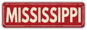 Mississippi EE. UU. State Grunge Retro Rojo Emblema Coche Parachoques Calcomanía ''TALLAS'' - Imagen 1 de 1