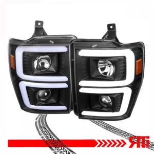 Black Projector Headlights w/Sequential Signal 08-10 Ford F250 F350 Super Duty - Picture 1 of 4