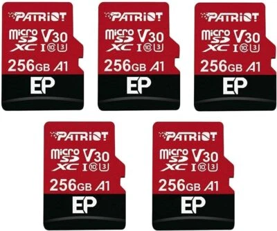 Lote de 5 piezas de cámara/vigilancia Patriot EP 64G 128 GB 256 GB V30 A1 U3 4K UHD MicroSD Foto 1 de 4