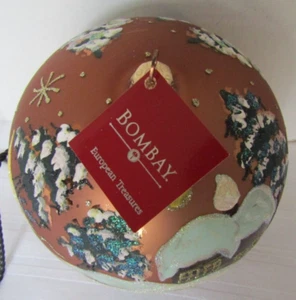 Bombay Co. mundgeblasene mundbemalte Kupfer Winter Glaskugel Weihnachtsschmuck 6 Zoll - Bild 1 von 14