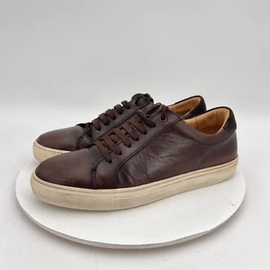 Suitsupply Men Size 8 Dark Brown Leather White Sole Lace Up Low Top Shoes - Picture 1 of 15