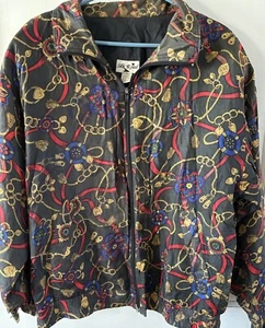 Black 100% silk lightweight zip up Bomber jacket size M - Picture 1 of 4