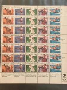 SCOTT # 2496-2500 OLYMPICS 1990 SHEET OF (35) 25 CENT STAMPS MINT CONDITION - Picture 1 of 8