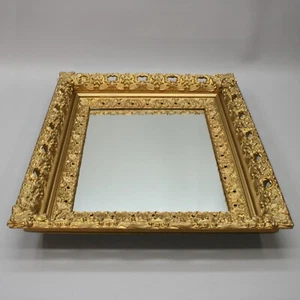 Vintage 29" x 24" Wooden Gilt Gold Hollywood Regency Neoclassical Wall Mirror - Picture 1 of 11
