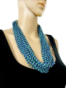 N7570 Bold Beautiful Ethnic Handmade Tibet Glass Multistrand Women Gift Necklace - Picture 1 of 5