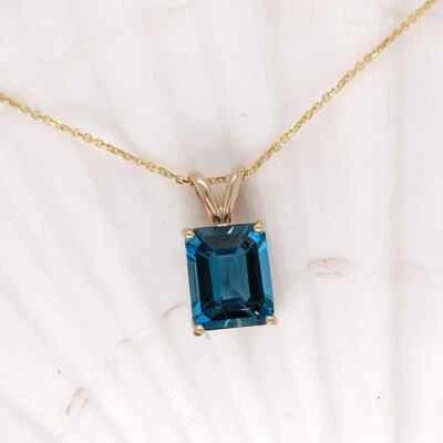 Eleganter Blautopas Edelstein 925 Sterling Silber Handarbeit Anhänger Geschen... - Bild 1 von 4