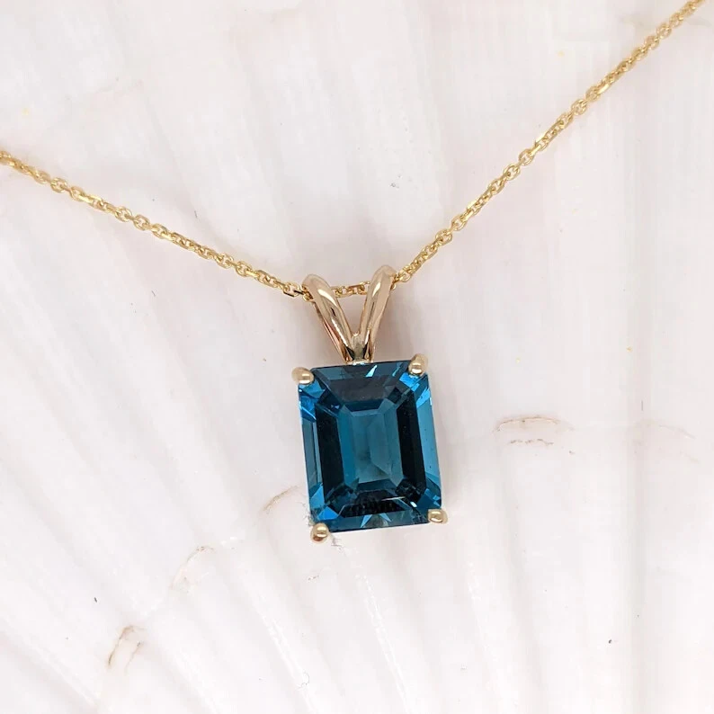 Eleganter Blautopas Edelstein 925 Sterling Silber Handarbeit Anhänger Geschen... - Bild 1 von 4