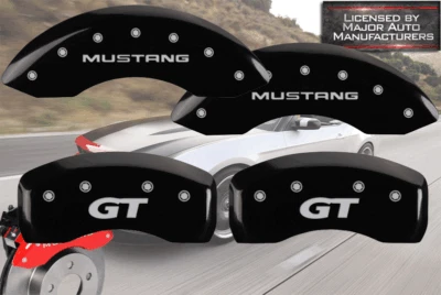 Ford "Mustang GT" 1999-2004 Base Delantera + Trasera Negra MGP Cubierta de Pinza de Disco de Freno Foto 1 de 4