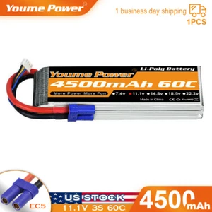 11.1V 4500mAh 3S LiPo Battery 60C EC5 for RC Car Truck Helicopter FPV Drone Boat - Picture 1 of 6