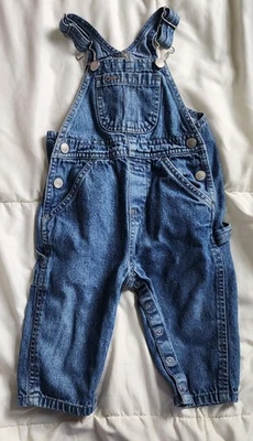 Mono con tirantes vintage Faded Glory 12 meses azul carga denim recto Foto 1 de 4