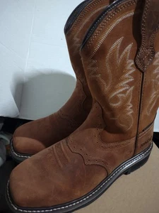 HISEA NINGO Men Steel Toe Work Boots Waterproof Square Toe Leather Western 11.5M - Picture 1 of 4