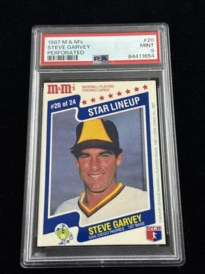 1987 M&M's Perforated #20 Steve Garvey San Diego Padres PSA 9 Mint - Image 1 of 2