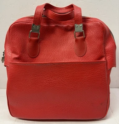 Bolso de viaje vintage rojo Sears bolso para pasar la noche con cierre de cremallera y llaves Foto 1 de 4