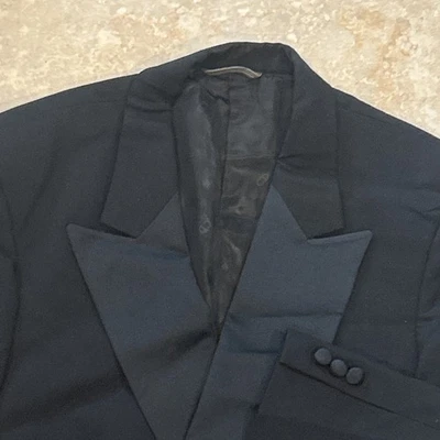 Vintage Christian Dior Blazer Men 38R Black Double Breasted Tuxedo Jacket Preppy - Image 1 of 4