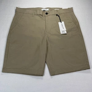 Kenneth Cole Men's 36 Slim Fit Chino Shorts Khaki Tan Flex Techni-Cole Flex NWT - Picture 1 of 20