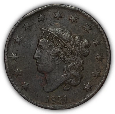 Moneda XF extremadamente fina con cabeza de corona de letras grandes de 1831, borde Dmg 27444 Foto 1 de 3