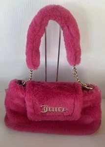 Nuova borsa a tracolla Juicy Couture Free Love soffice pelliccia sintetica ciondolo cuore rosa caldo - Foto 1 di 4